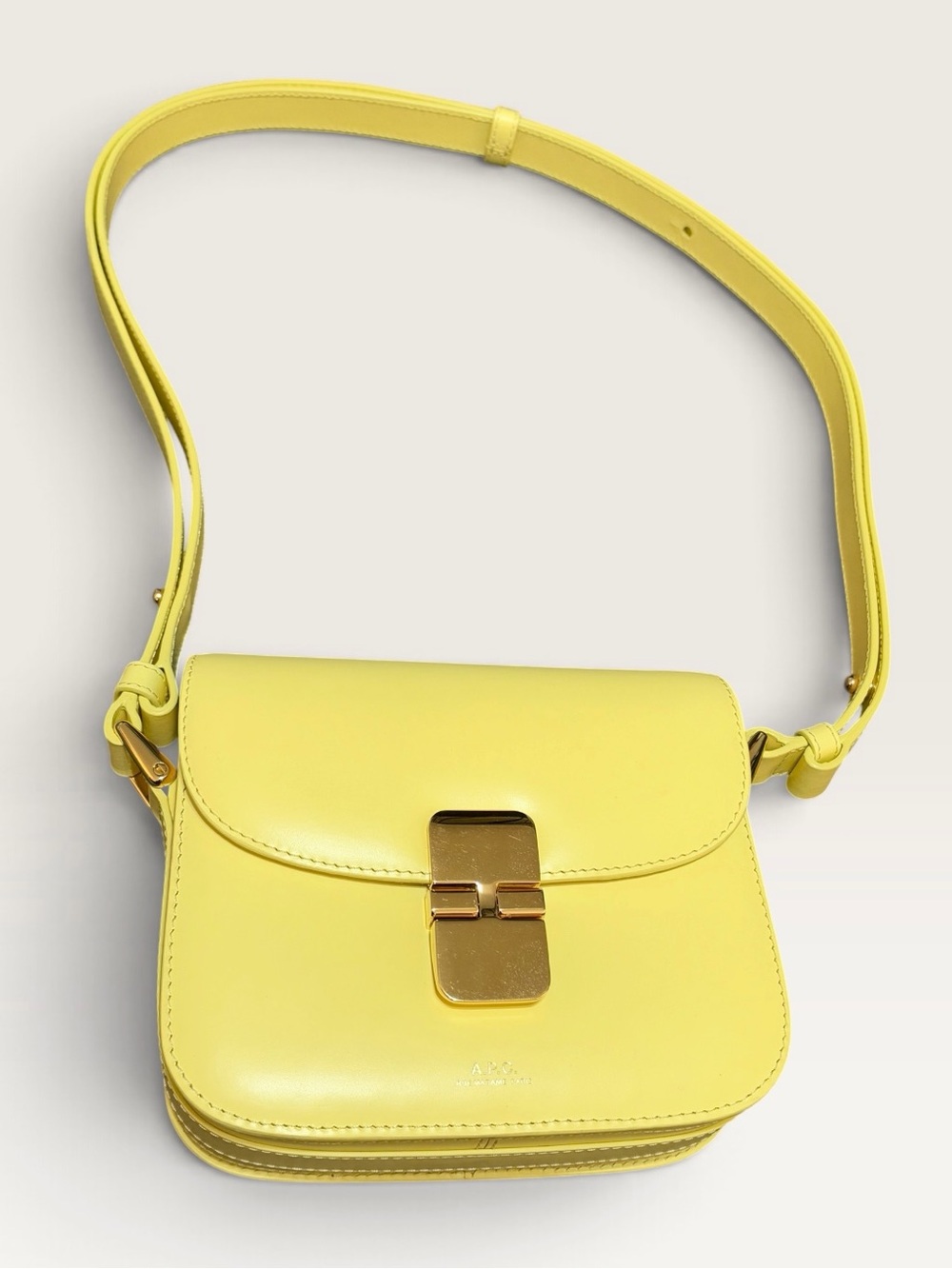 A.P.C. Lemon Yellow Leather Crossbody with Gold Hardware - Picture 2 of 8